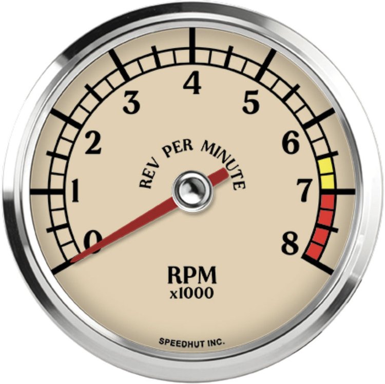 L3-TC3-ATQ 3-3/8 in. Classic Tachometer, 8K RPM, Antique Series