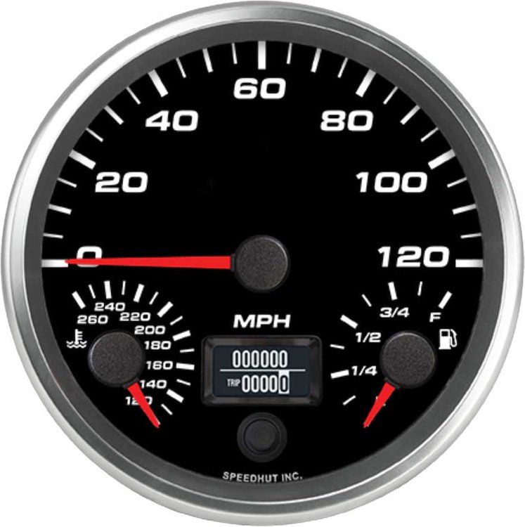 L45-TG004-REV 4-1/2 in. Triple 120 mph Speedo/Fuel Level/WT Temp