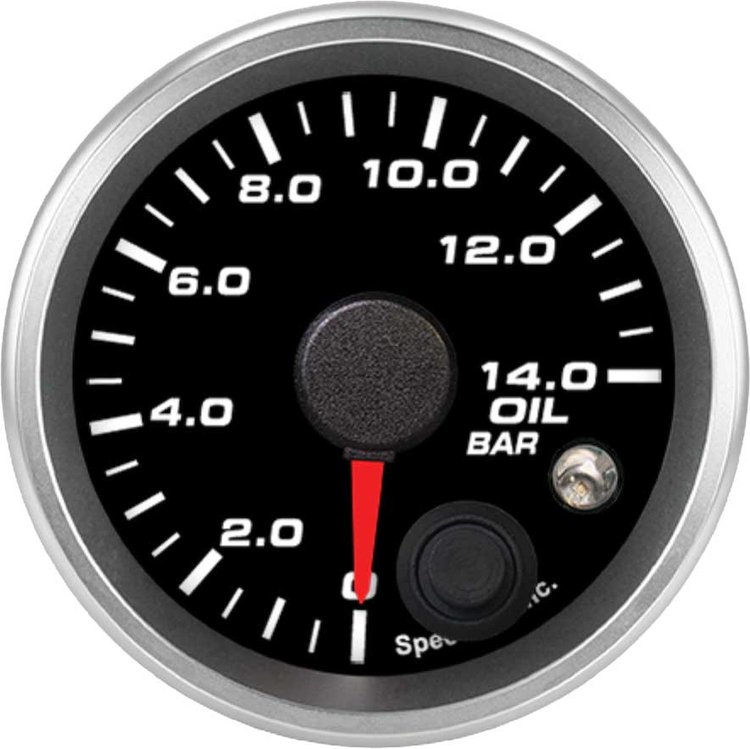 R2-OP5-REV 2-1/16 in. Oil Pressure Gauge, 0-14.0 bar, w/Warning