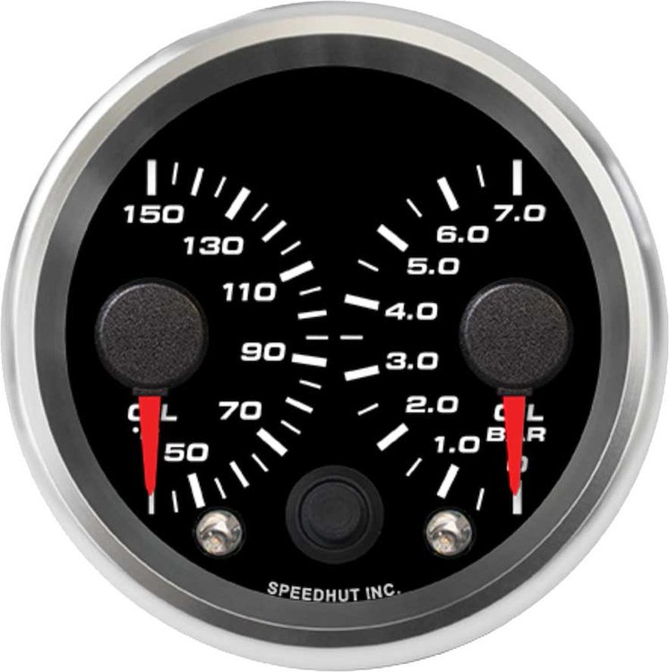 R25-DG11-REV 2-5/8 in. Dual Gauge, Metric Oil Temp/Oil Bar