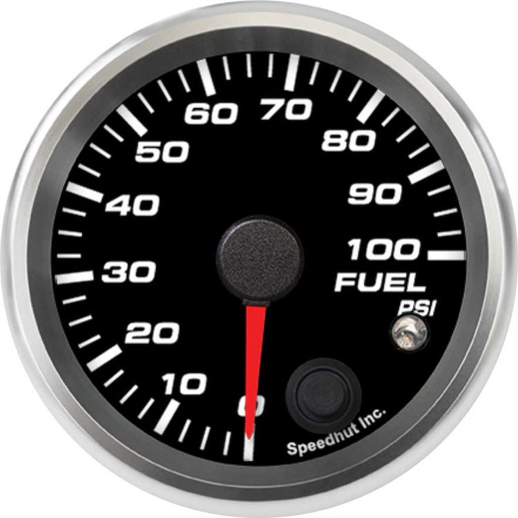R25-FP4-REV 2-5/8 in. Fuel Pressure Gauge, 0-100 psi, w/Warning