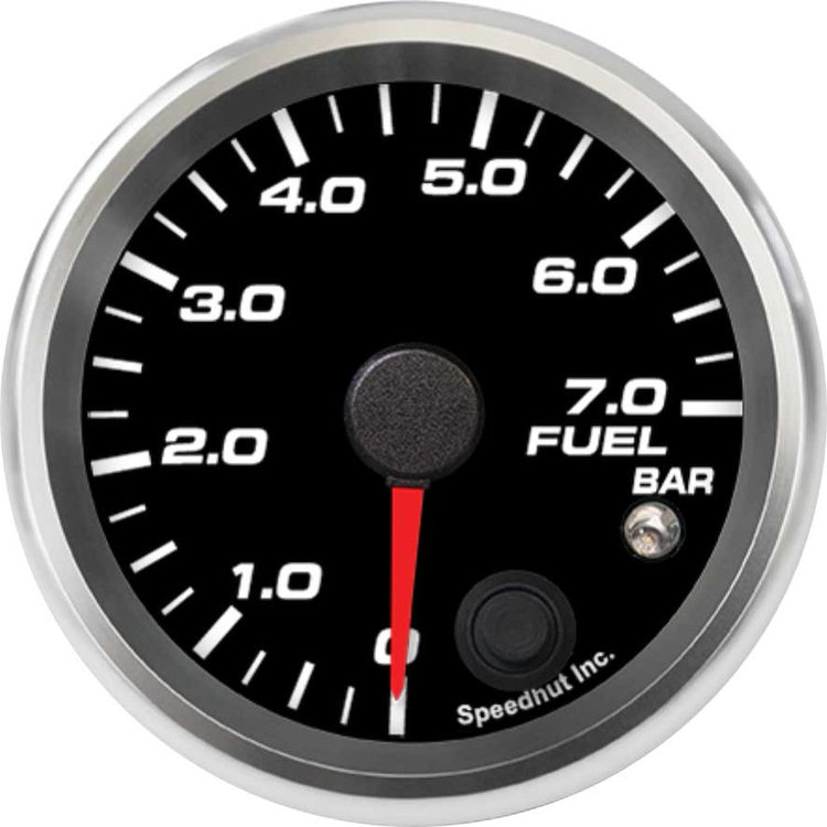 R25-FP7-REV 2-5/8 in. Fuel Pressure Gauge, 0-7.0 bar, w/Warning