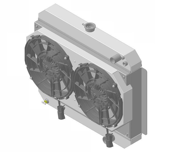 1-10267-202LSBL High-Performance GM LS Swap Radiator & Brushless Fan Kit, 1961-1963 Chevy Bel Air/Impala, Manual Trans, W/Shroud