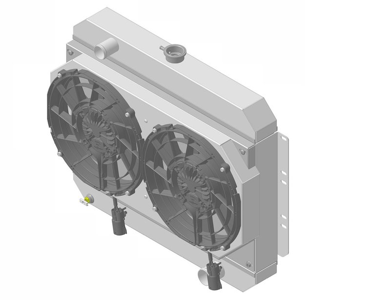 1-10267-202BL High-Performance Radiator & Brushless Fan Kit, 1961-1963 Chevy Bel Air/Impala, Chevy V8, Manual Trans, W/Shroud