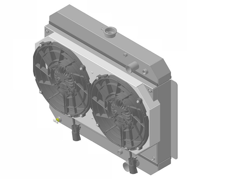 1-10267-212LSBL High-Performance GM LS Swap Radiator & Brushless Fan Kit, 1961-1963 Bel Air/Impala, Auto Trans, W/Shroud