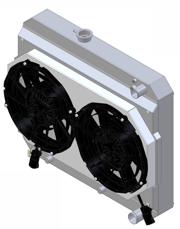 1-27290-212LSBL High-Performance GM LS Swap Radiator/Brushless Fan Kit, 1966-1967 Pontiac GTO/Lemans/Tempest, Auto Trans