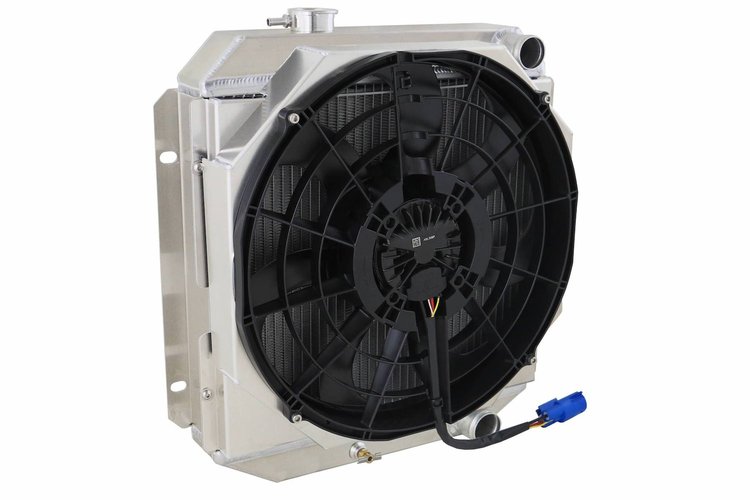 1-259-208BL300 High-Performance Radiator/Brushless Fan Kit, 63-66 Mustang/Falcon/Comet, Passenger Outlet, Manual Trans