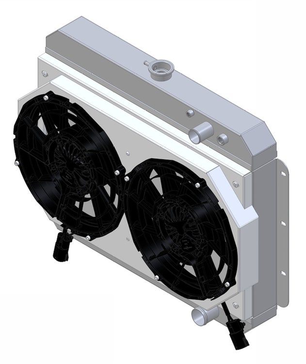 1-281-202LSBL High-Performance GM LS Swap Radiator/Brushless Fan Kit, 1959-1960 Chevy Bel Air/Impala, Manual Trans