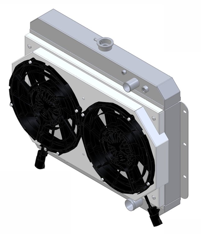 1-281-212LSBL High-Performance GM LS Swap Radiator/Brushless Fan Kit, 1959-1960 Chevy Bel Air/Impala, 15.5 in. Core, Auto Trans