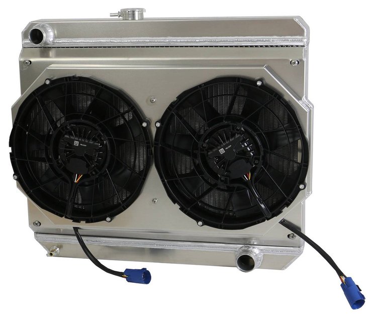 1-27300-202BL High-Performance Radiator/Brushless Fan Kit, 1966-1967 Chevy Bel Air/Impala, w/ Factory Air, Manual Trans