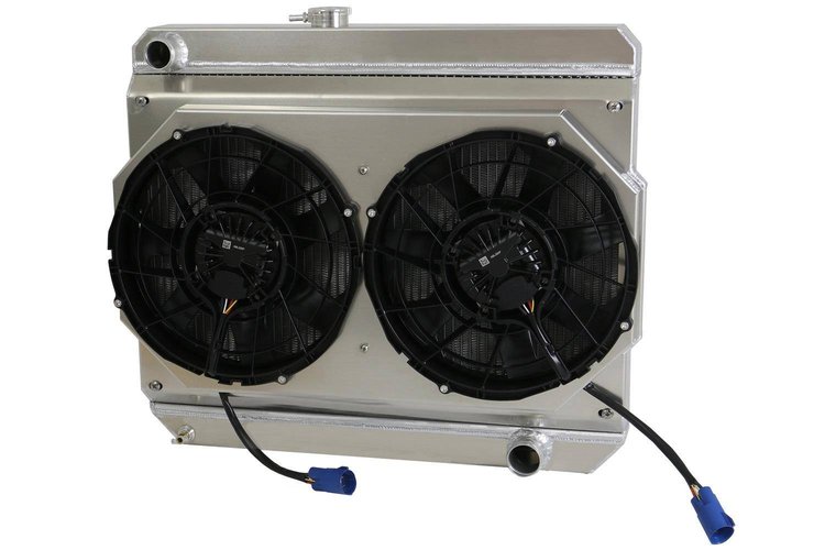 1-27290-202BL High-Performance Radiator/Brushless Fan Kit, 1966-1967 Pontiac GTO/Lemans/Tempest, Manual Trans, W/Shroud