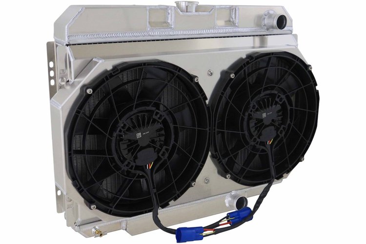 1-338-202BL High-Performance Radiator/Brushless Fan Kit, 1967-69 Mustang/Cougar, V8 (24 in. Core Support), Manual Trans
