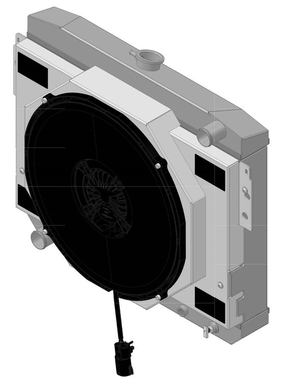1-514-218BL300 High-Performance Radiator & Brushless Fan Kit, 1974-1978 Ford Mustang II, Auto Trans, 2.25 in. Core, W/Shroud