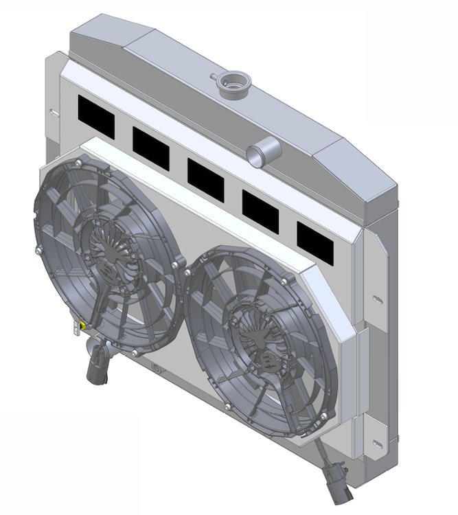 1-98508-212BL High-Performance Radiator & Brushless Fan Kit, 1961-1964 Ford Truck, Auto Trans, 2.75 in. Core, W/Shroud