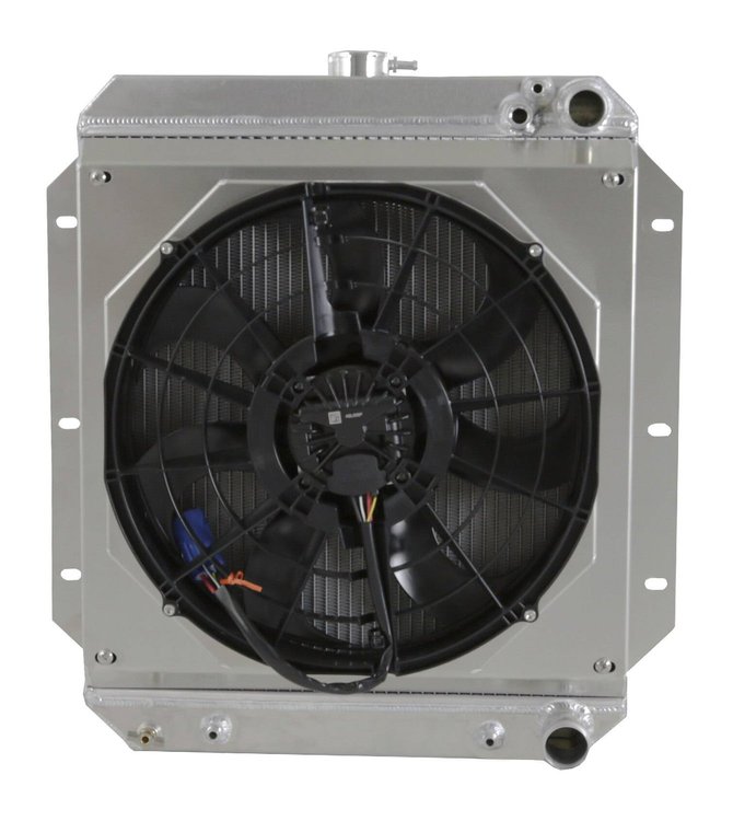 1-98514-218BL300 High-Performance Radiator/Brushless Fan Kit, 1955-1956 Ford Fairlane/Victoria, Auto Trans, 2.25 in. Core