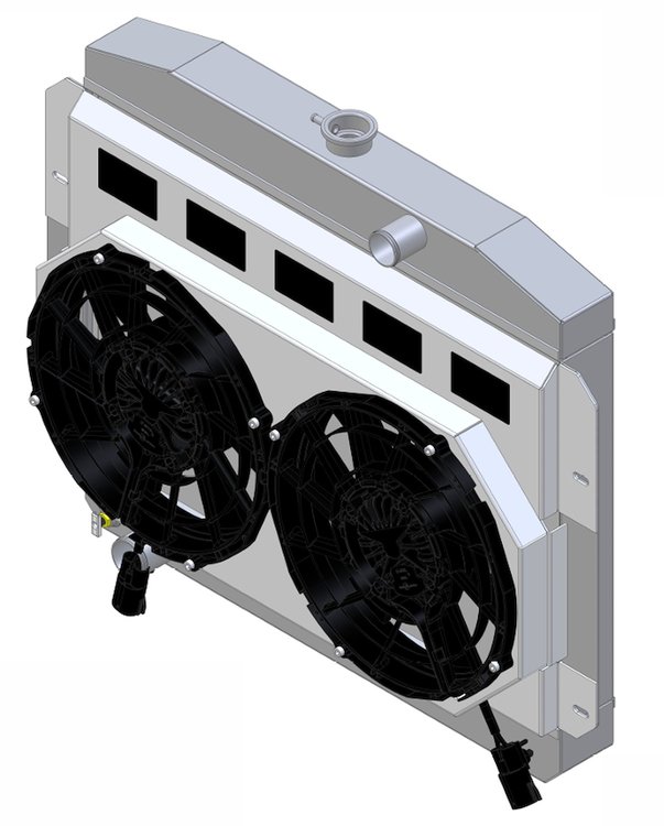 1-98508-202BL High-Performance Radiator & Brushless Fan Kit, 1961-1964 Ford Truck, Manual Trans, 2.75 in. Core, W/Shroud