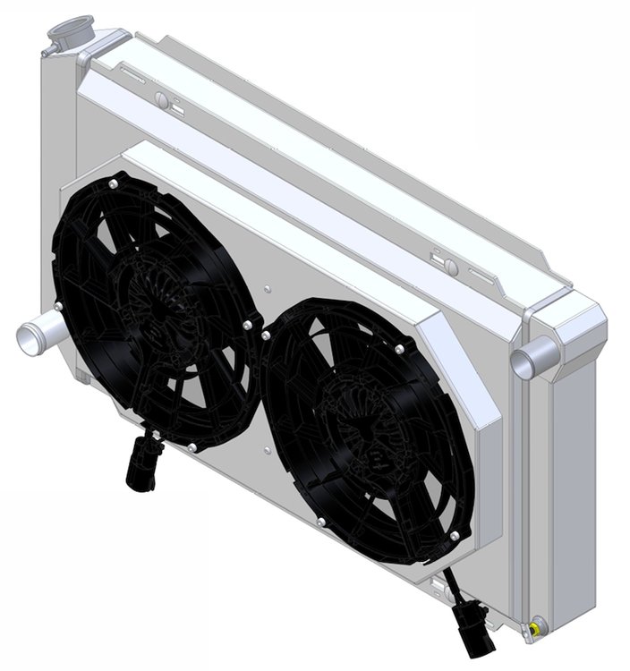 1-98513-202BL High-Performance Radiator/Brushless Fan Kit, 1972-1976 Ford Gran Torino/Ranchero, Manual Transs, Dual Chamber