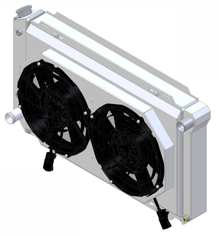 1-98513-212BL High-Performance Radiator/Brushless Fan Kit, 1972-1976 Ford Gran Torino/Ranchero, Auto Transs, Dual Chamber