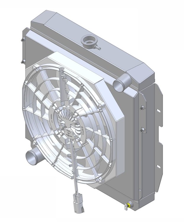 1-1629-208BL300 High-Performance Radiator & Brushless Fan Kit, 1955-1957 Ford Thunderbird, Manual Trans, 2.75 in. Core