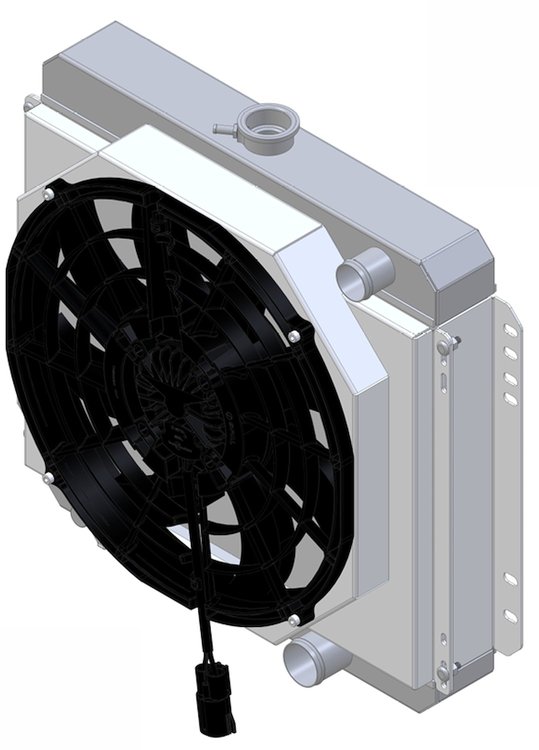 1-340-218BL300 High-Performance Radiator/Brushless Fan Kit, 1967-69 Ford Mustang, 1967-68 Mercury Cougar/XR7, V8, Auto Trans