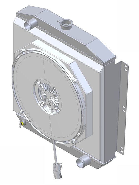1-40004-208BL300 High-Performance Radiator & Brushless Fan Kit, 1952-1953 Mercury, Chevy V8, Manual Trans, W/Shroud