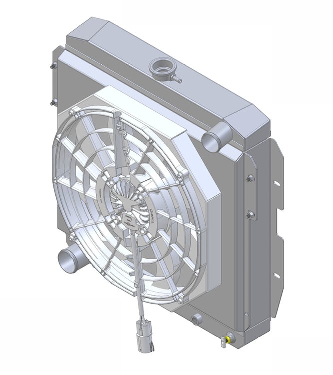 1-1629-218BL300 High-Performance Radiator & Brushless Fan Kit, 1955-1957 Ford Thunderbird, Auto Trans, 2.75 in. Core