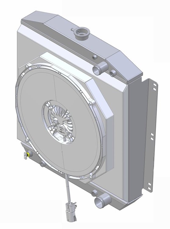 1-40004-208LSBL300 High-Performance GM LS Swap Radiator & Brushless Fan Kit, 1952-1953 Mercury, Manual Trans, W/Shroud