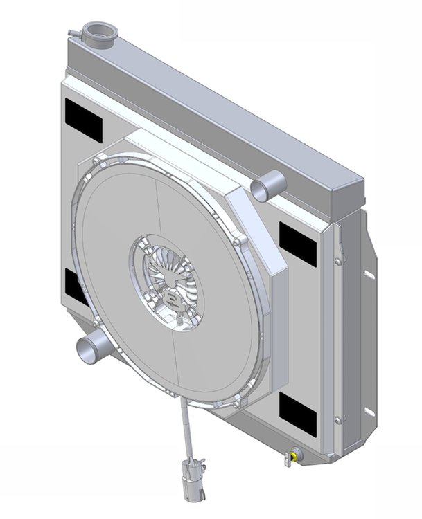 1-98515-208BL300 High-Performance Radiator & Brushless Fan Kit, 1957-1959 Ford Fairlane, Manual Trans, Dual Chamber, W/Shroud