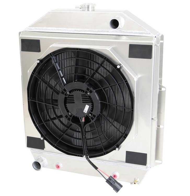 1-98500-218BL300 High-Performance Radiator & Brushless Fan Kit, 1942-1952 Ford Trucks, Auto Trans, 2.75 in. Core, W/Shroud