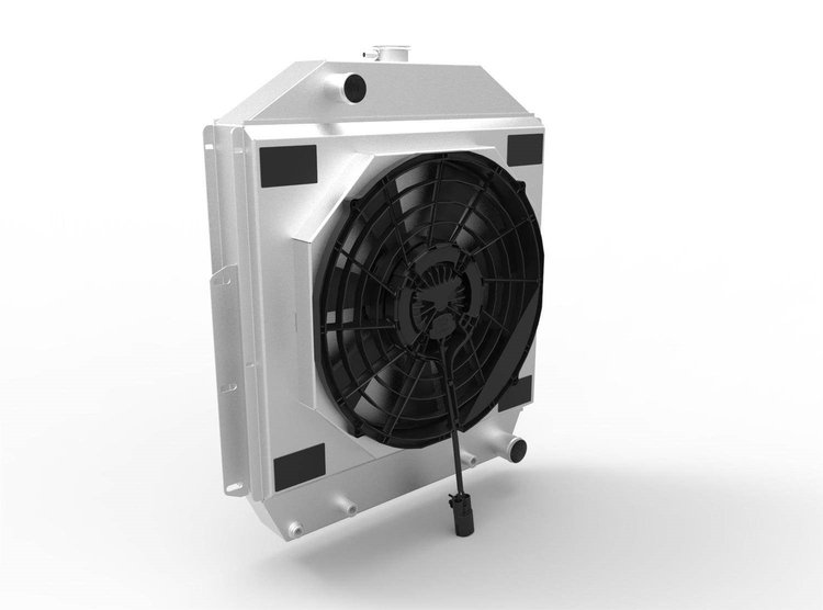 1-98501-218BL300 High-Performance Radiator & Brushless Fan Kit, 1942-1952 Ford Trucks w/Chevy V8, Auto Trans, W/Shroud