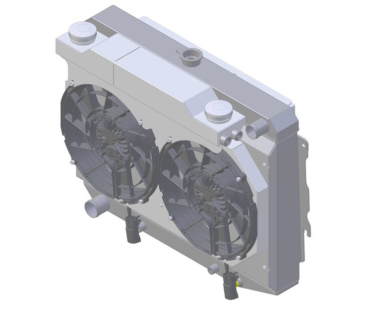1-375-212HCBLACINXX300 Supercharged Hellcat Swap Radiator/Brushless Fan Kit, 70-72 Mopar B/E-Body w/26 in. Core, Auto Trans