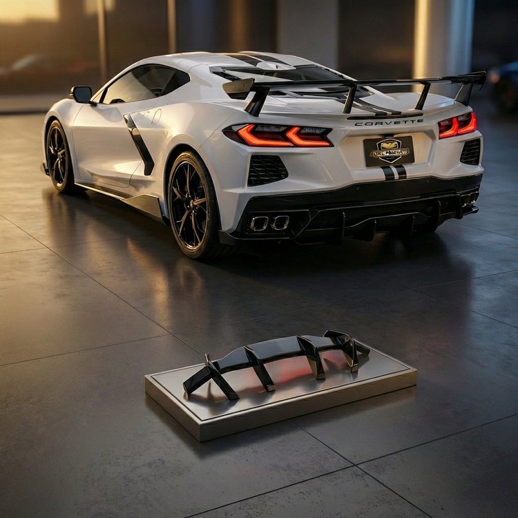 5150-160 2020-2026 CORVETTE C8 Rear DIFFUSER in Carbon Flash, Carbon Flash Metallic