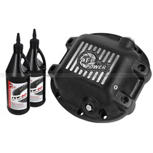 Differential Cover F/R Jeep Trucks Dana 30 Black Mach d Fins w/ Oil