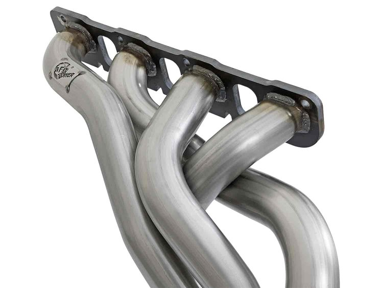 48-32012-YC Twisted Steel Long Tube Header 2 IN & Mid Pipe 304 Stainless Steel w/ Cat Dodge Challenger/Charger Hellcat 15-21 SRT