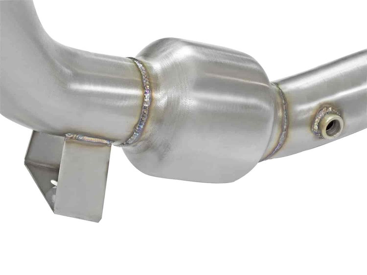48-33017-HC Twisted Steel Down Pipe 3 IN 304 Stainless Steel w/ Cat Ford Mustang 15-21 L4-2.3L (t)