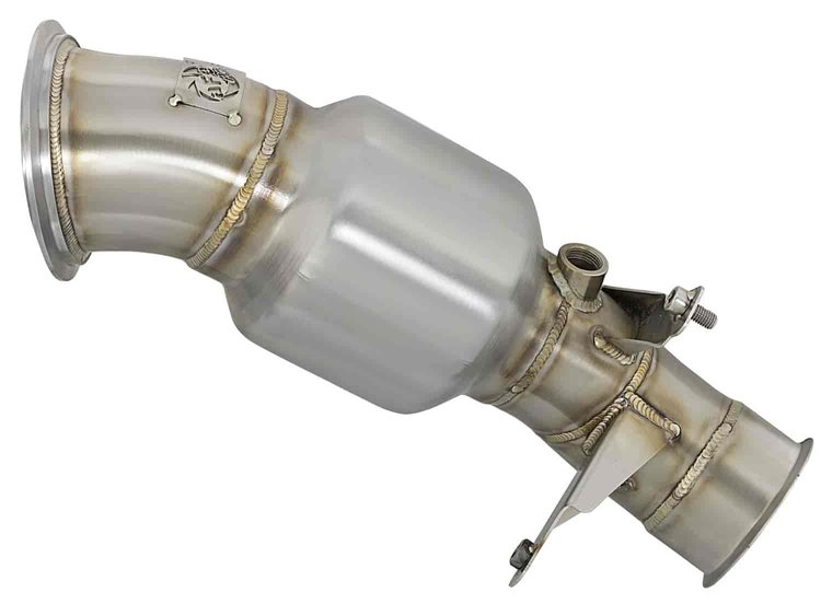 48-36315-HC Twisted Steel Down Pipe 3-1/2 to 3 IN 304 Stainless Steel w/ Cat BMW M2 (F87) 16-18 L6-3.0L (t) N55