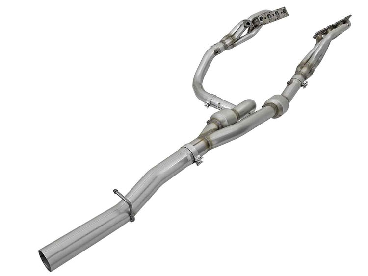 48-42013-YC Twisted Steel Long Tube Header & Y-Pipe 409 Stainless Steel w/ Cat RAM 2500 / Power Wagon / 3500 14-18 V8-6.4L HEMI