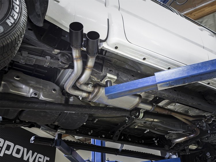 49-46032-B Rebel Series 3 IN Cat-Back Exhaust System w/ Dual Mid-Side Exit Black Tips Toyota Tacoma 16-23 V6-3.5L