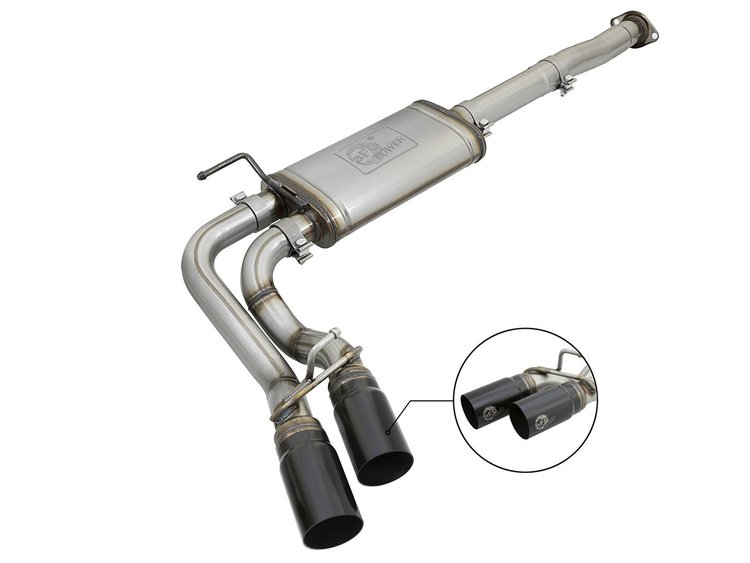 49-46033-B Rebel Series 3 IN Cat-Back Exhaust System w/ Dual Mid-Side Exit Black Tips Toyota Tacoma 05-15 V6-4.0L