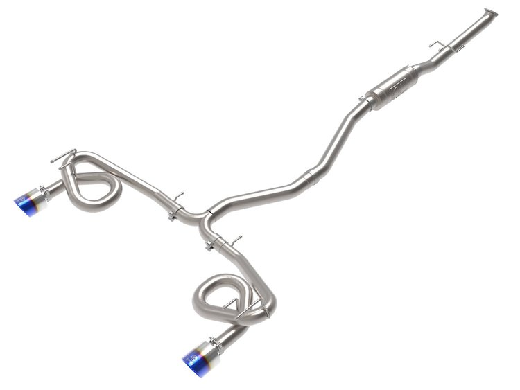 49-36630-L Takeda 2-1/2 IN to 3 IN 304 Stainless Steel Cat-Back Exhaust w/ Blue Flame Tip Honda Civic Si 22-25 L4-1.5L (t)