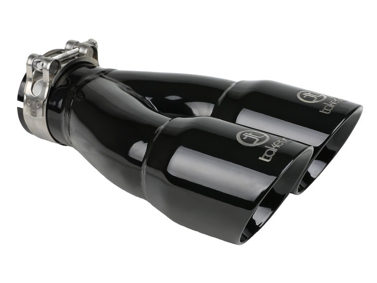 49T25364-B10 Takeda 304 Stainless Steel Clamp-on Exhaust Tip Black 2-1/2 IN Inlet x 3 IN Dual Outlet x 9-1/2 IN L