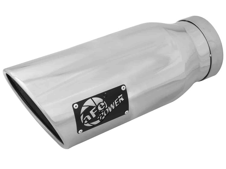49T40602-P15 MACH Force-Xp 304 Stainless Steel Clamp-on Exhaust Tip Polished Left Side Exit 4 IN Inlet x 6 IN Outlet x 15 IN L