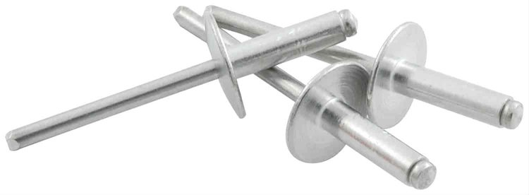 3/16" Large Head Rivets Grip Range: 3/8" - 1/2"