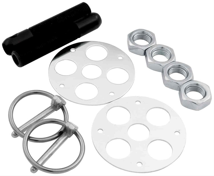 Lightweight Aluminum Hood Pin Kit 1/2" Diameter Pins Black