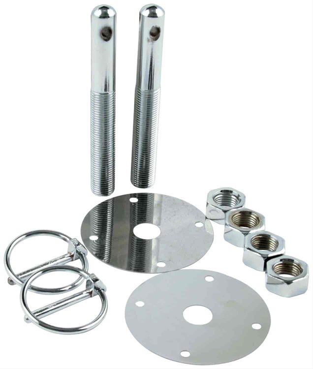 Chrome Steel Hood Pin Kit 3/16" Flip-Over Clips