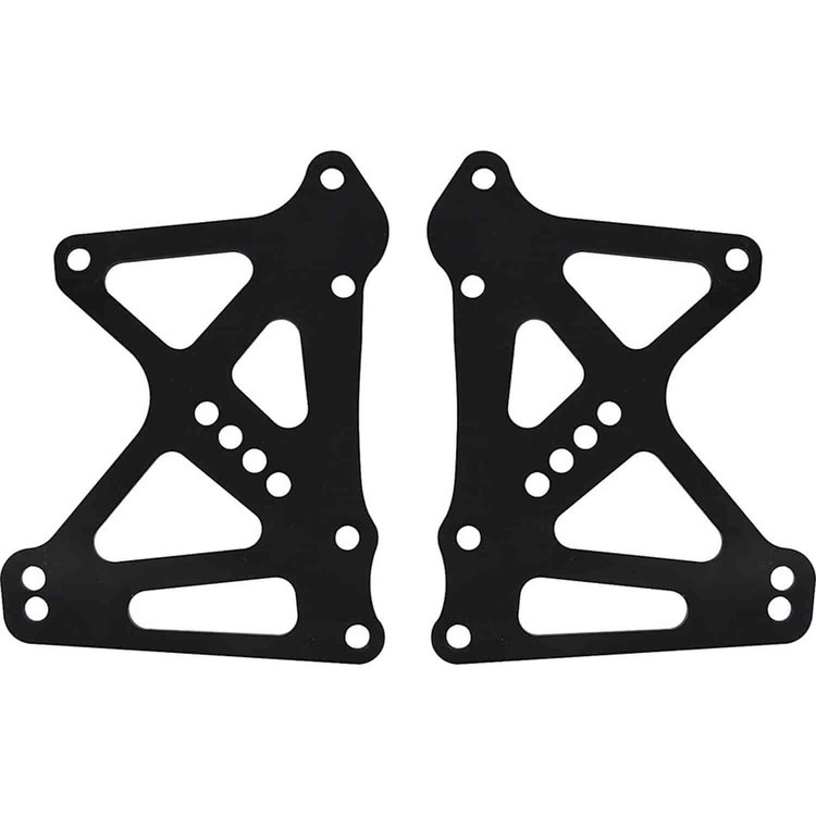Allstar Performance two piece black anodized front motor plate reduces flex and weight yet is strong
