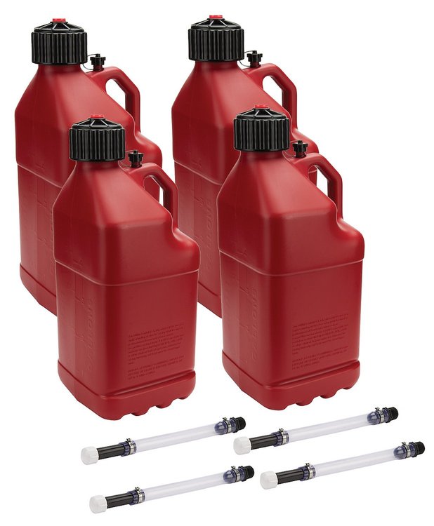 ALL40121-4 Utility Jug 5 Gal w/Filler Hose Red 4 Pack