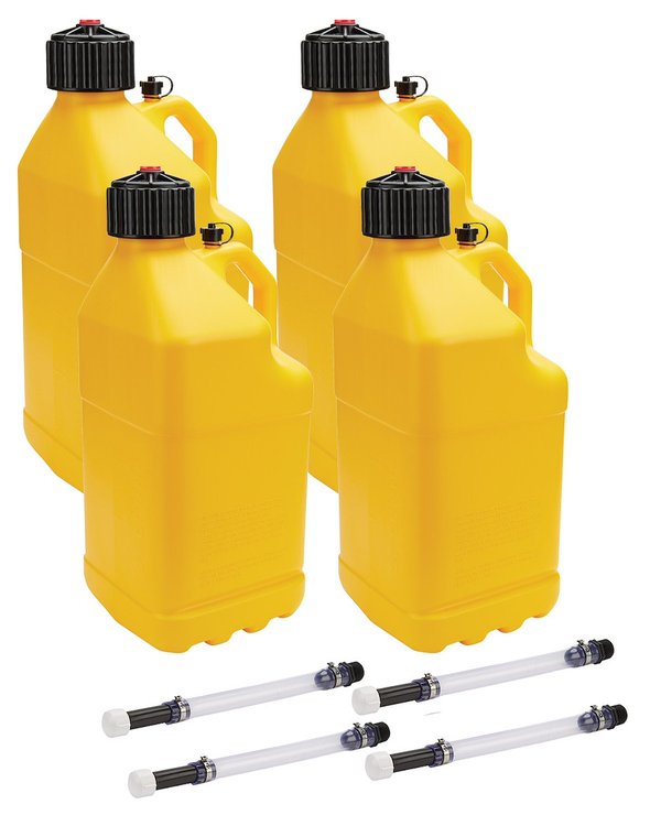 ALL40123-4 Utility Jug 5 Gal w/Filler Hose Yellow 4 Pack