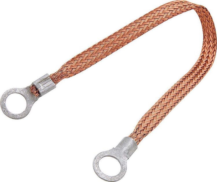 ALL76328-9 Copper Ground Strap 9 in. w/1/4 in. Ring Terminals