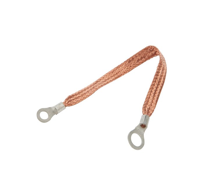 ALL76329-9 Copper Ground Strap 9 in. w/1/4 in. and 3/8 in. Ring